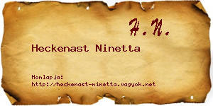 Heckenast Ninetta névjegykártya